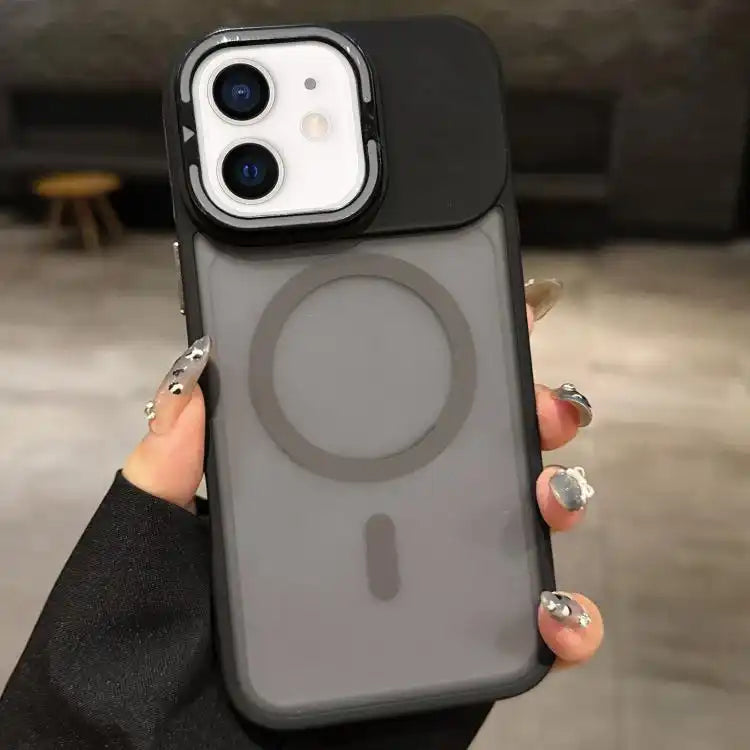 Skin Feel Frosted Metal Lens Holder MagSafe Magnetic Phone Case