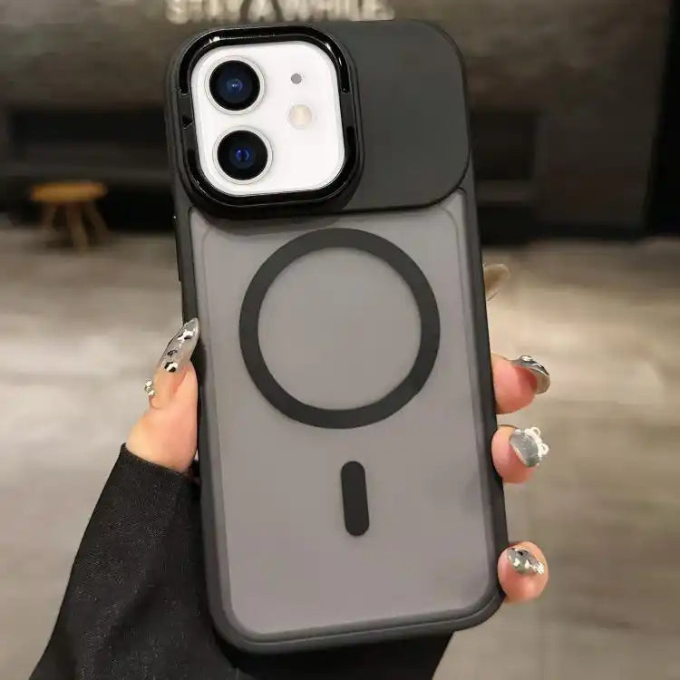 Skin Feel Frosted Metal Lens Holder MagSafe Magnetic Phone Case