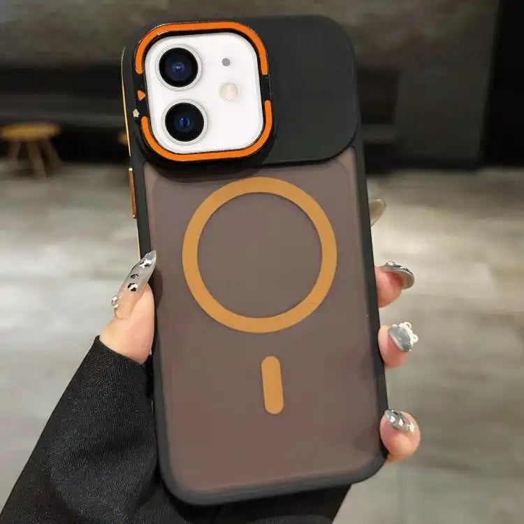 Skin Feel Frosted Metal Lens Holder MagSafe Magnetic Phone Case