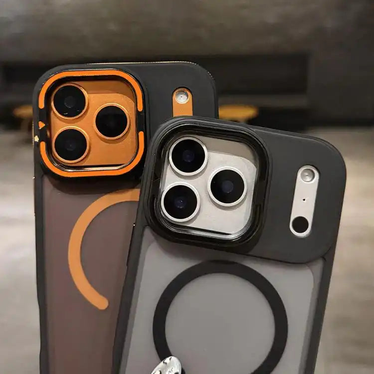 Skin Feel Frosted Metal Lens Holder MagSafe Magnetic Phone Case