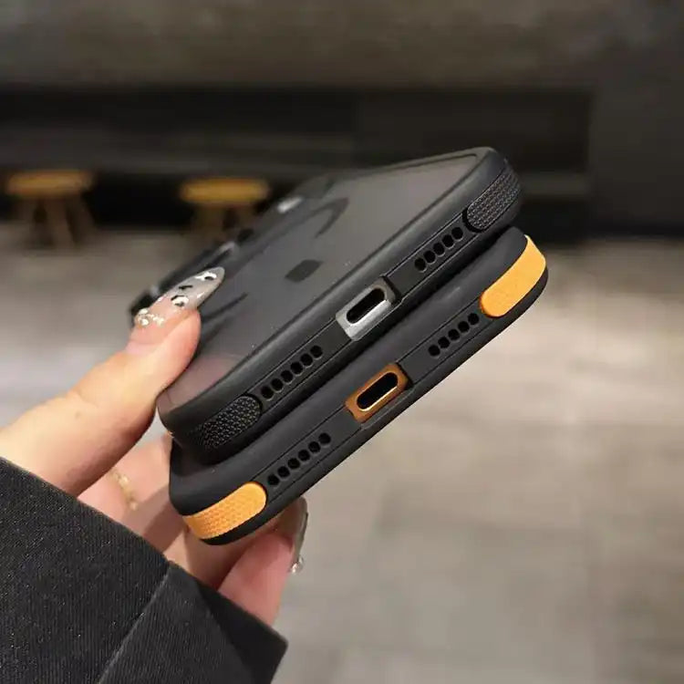 Skin Feel Frosted Metal Lens Holder MagSafe Magnetic Phone Case