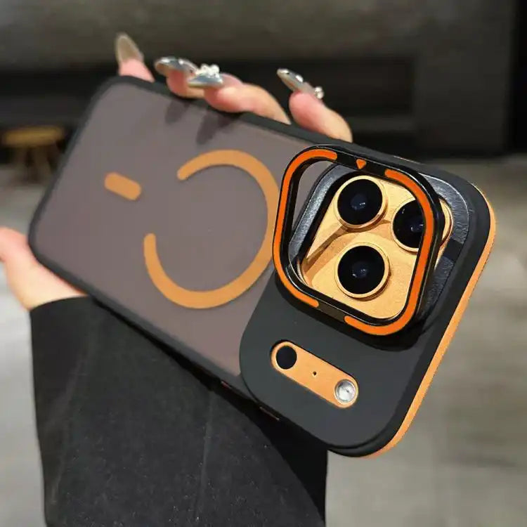 Skin Feel Frosted Metal Lens Holder MagSafe Magnetic Phone Case