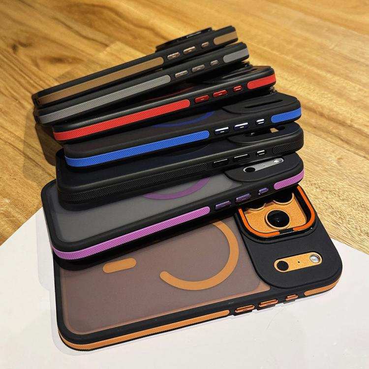 Skin Feel Frosted Metal Lens Holder MagSafe Magnetic Phone Case