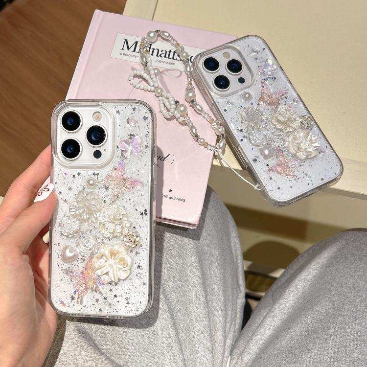 Epoxy Ruffled Petals Acrylic Phone Case with Bracelet