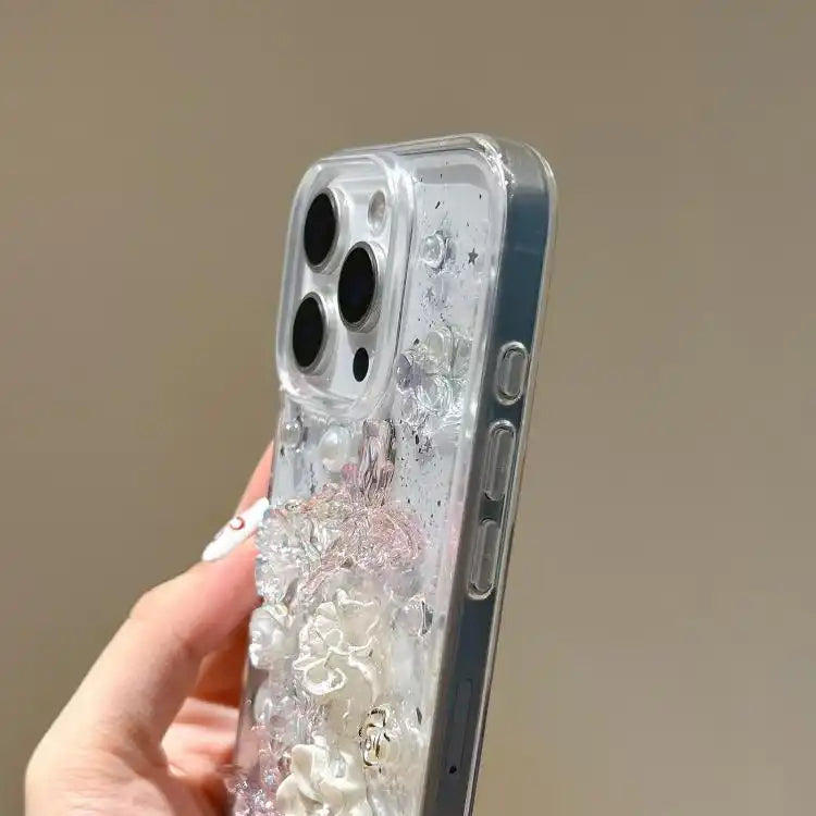 Epoxy Ruffled Petals Acrylic Phone Case with Bracelet