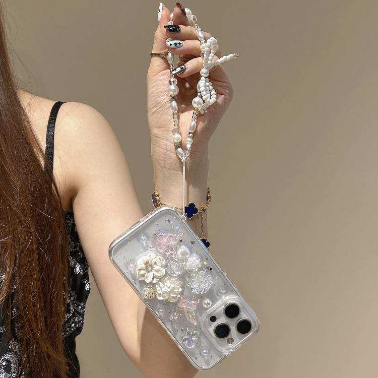 Epoxy Ruffled Petals Acrylic Phone Case with Bracelet