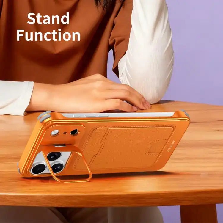 J TRIBE Metal Frameless Card Slot Lens Holder Phone Case