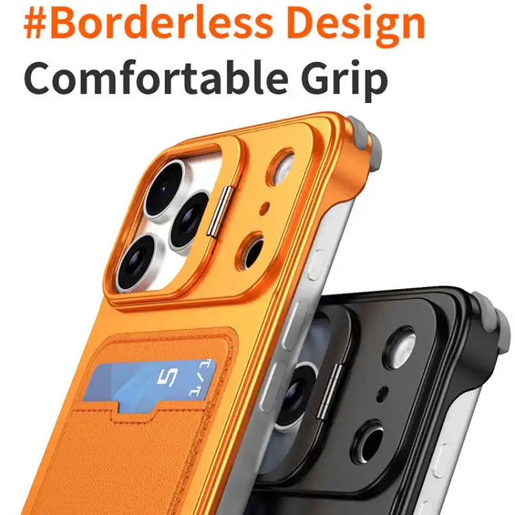 J TRIBE Metal Frameless Card Slot Lens Holder Phone Case