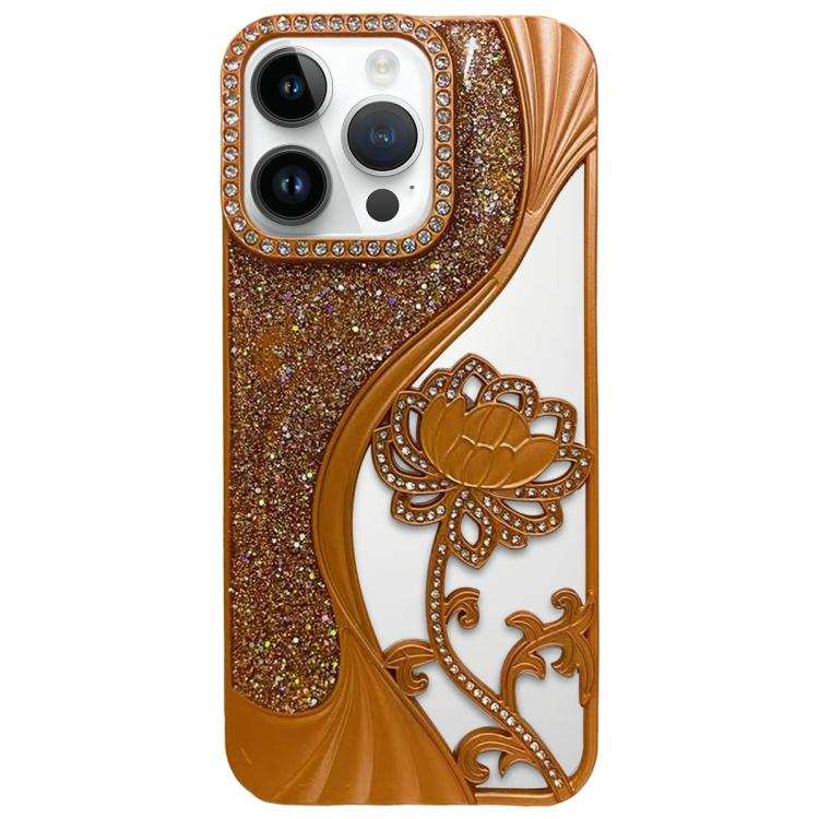 Electroplated TPU Lotus Hollow-carved  Rhinestone Glitter Phone Case