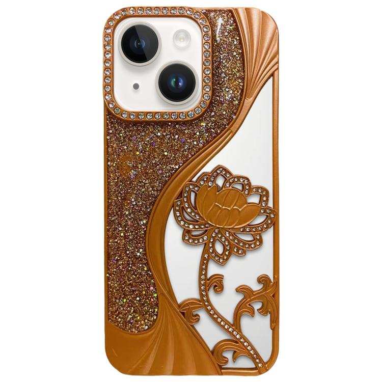 Electroplated TPU Lotus Hollow-carved  Rhinestone Glitter Phone Case