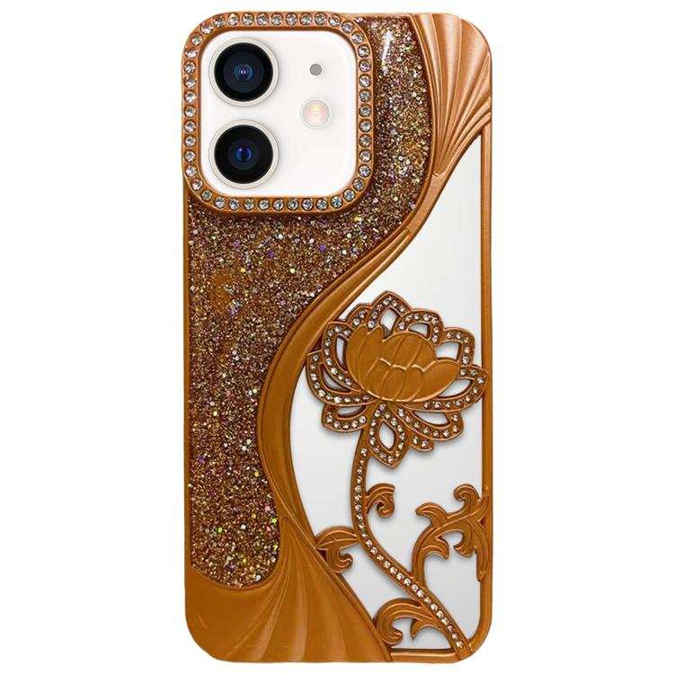 Electroplated TPU Lotus Hollow-carved  Rhinestone Glitter Phone Case