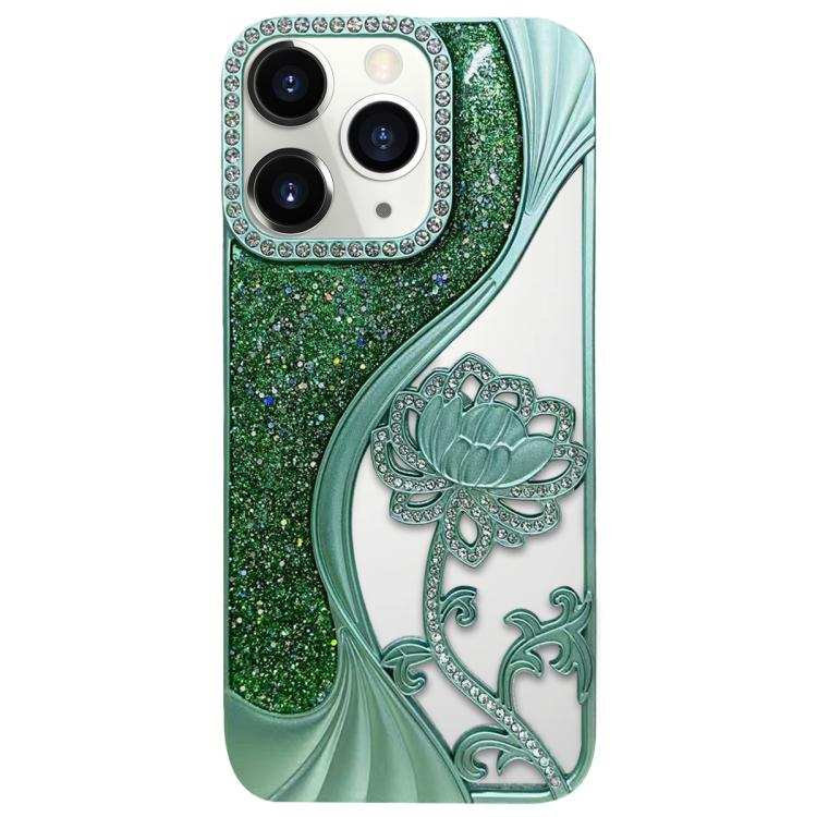 Electroplated TPU Lotus Hollow-carved  Rhinestone Glitter Phone Case