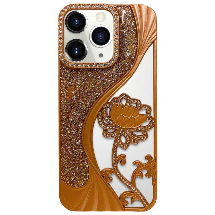 Electroplated TPU Lotus Hollow-carved  Rhinestone Glitter Phone Case