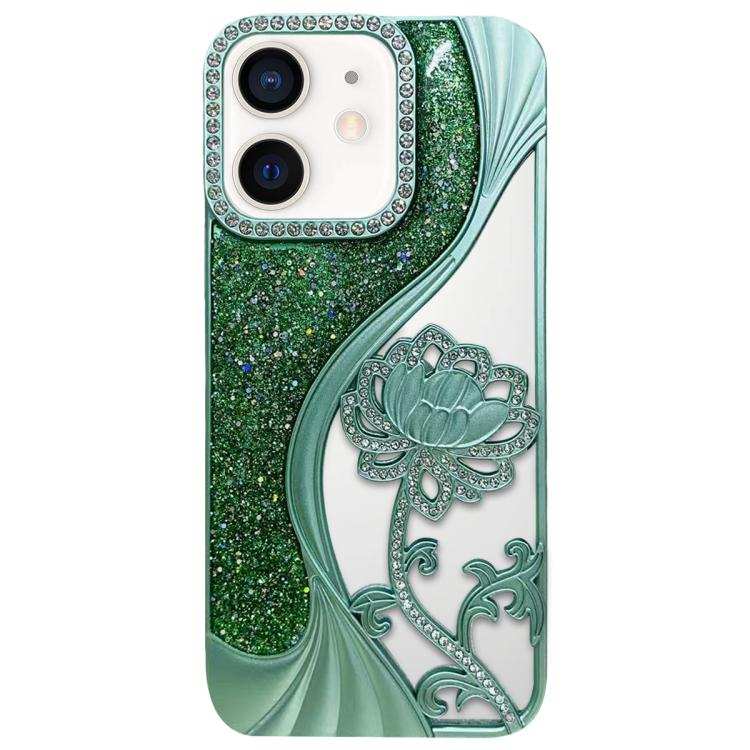 Electroplated TPU Lotus Hollow-carved  Rhinestone Glitter Phone Case