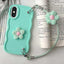 Plush Flower Wavy TPU Phone Case with Lanyard
