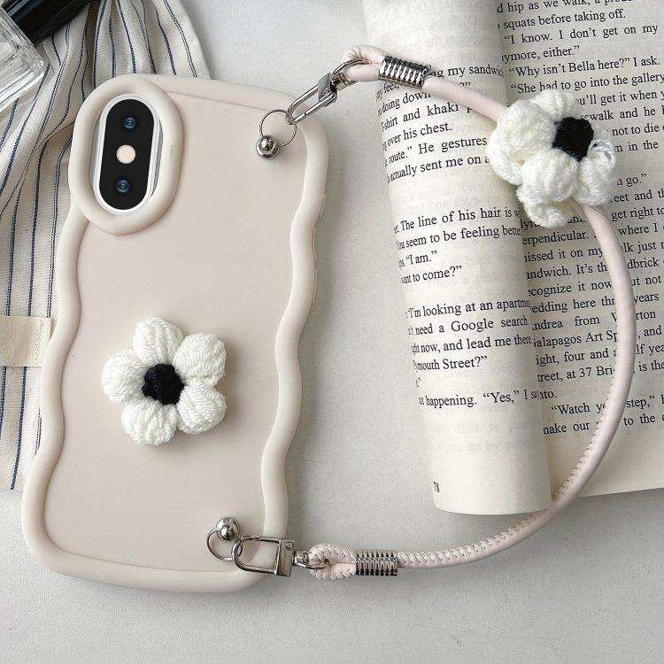 Plush Flower Wavy TPU Phone Case with Lanyard