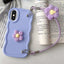 Plush Flower Wavy TPU Phone Case with Lanyard