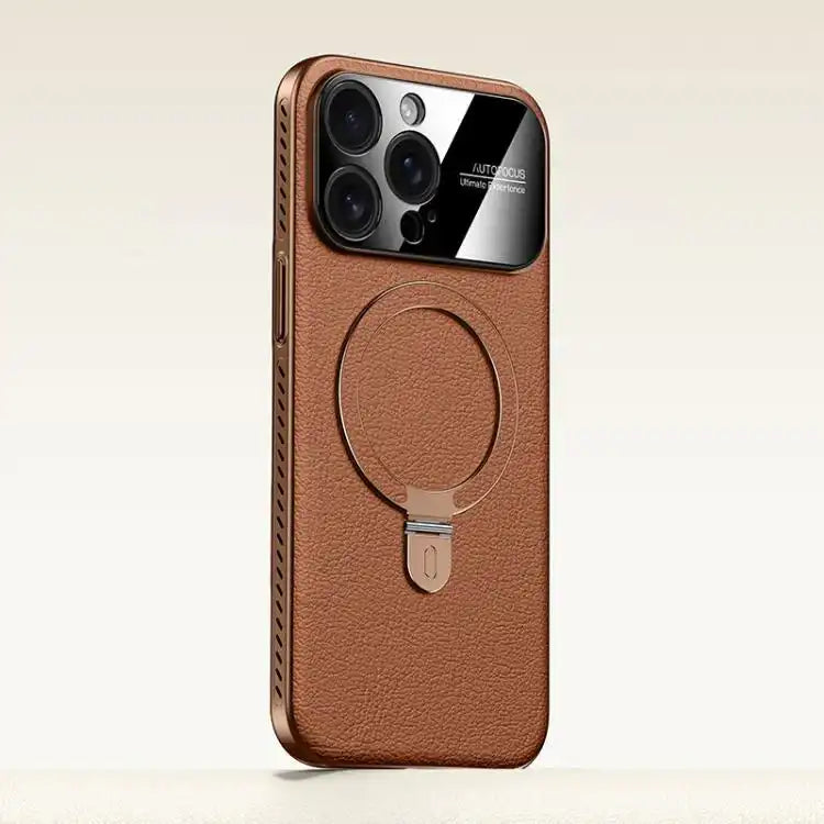 Electroplated PC Cooling Leather Holder MagSafe Phone Case