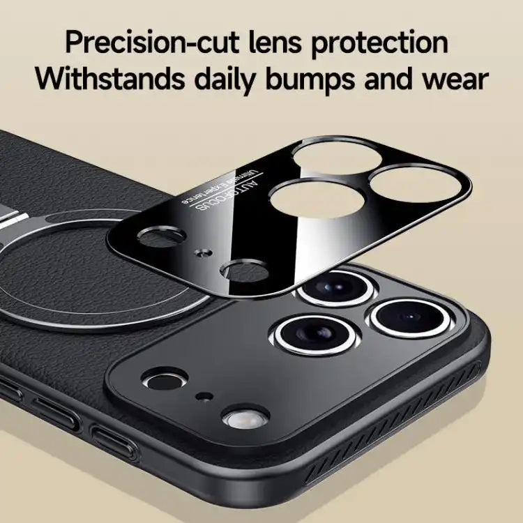 Electroplated PC Cooling Leather Holder MagSafe Phone Case