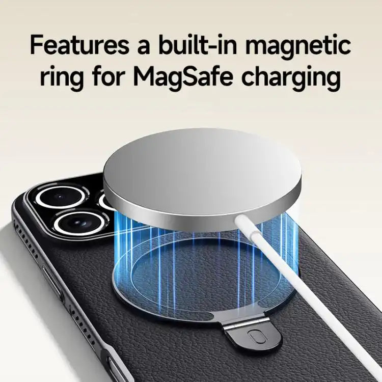 Electroplated PC Cooling Leather Holder MagSafe Phone Case