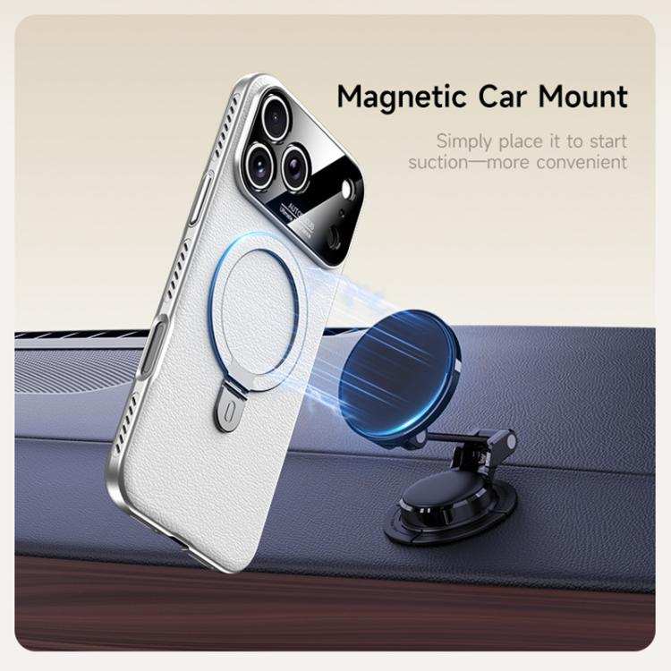 Electroplated PC Cooling Leather Holder MagSafe Phone Case