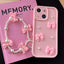 Soft Silicone 3D Bowknot Pearl Phone Case with Beaded Wrist Strap