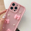 Soft Silicone 3D Bowknot Pearl Phone Case with Beaded Wrist Strap