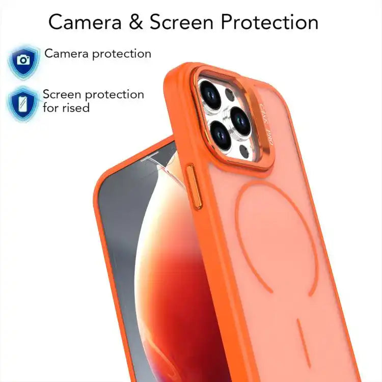 Bright Color Frosted Skin-feel Camera Bracket Magsafe Phone Case