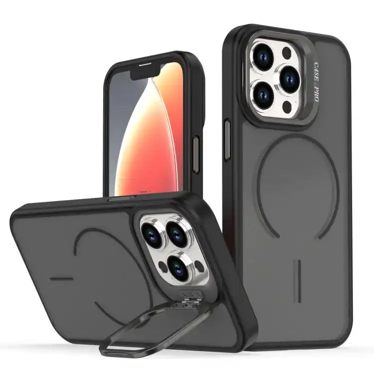 Bright Color Frosted Skin-feel Camera Bracket Magsafe Phone Case