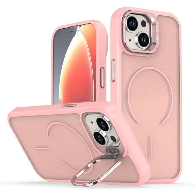Bright Color Frosted Skin-feel Camera Bracket Magsafe Phone Case