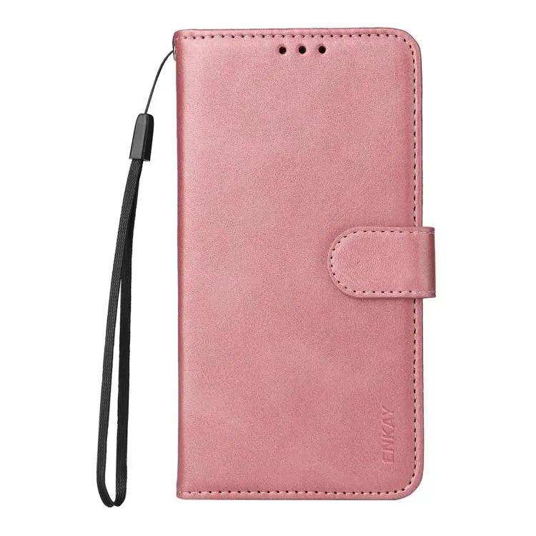 ENKAY Card Wallet Calf Texture Leather Phone Case with Thickened Glue No White Edge Film ENKAY