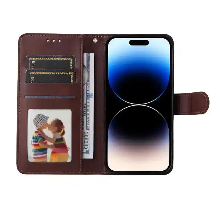 ENKAY Card Wallet Calf Texture Leather Phone Case with Thickened Glue No White Edge Film ENKAY