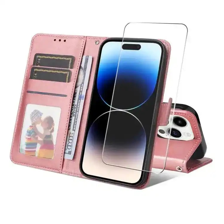 ENKAY Card Wallet Calf Texture Leather Phone Case with Thickened Glue No White Edge Film ENKAY