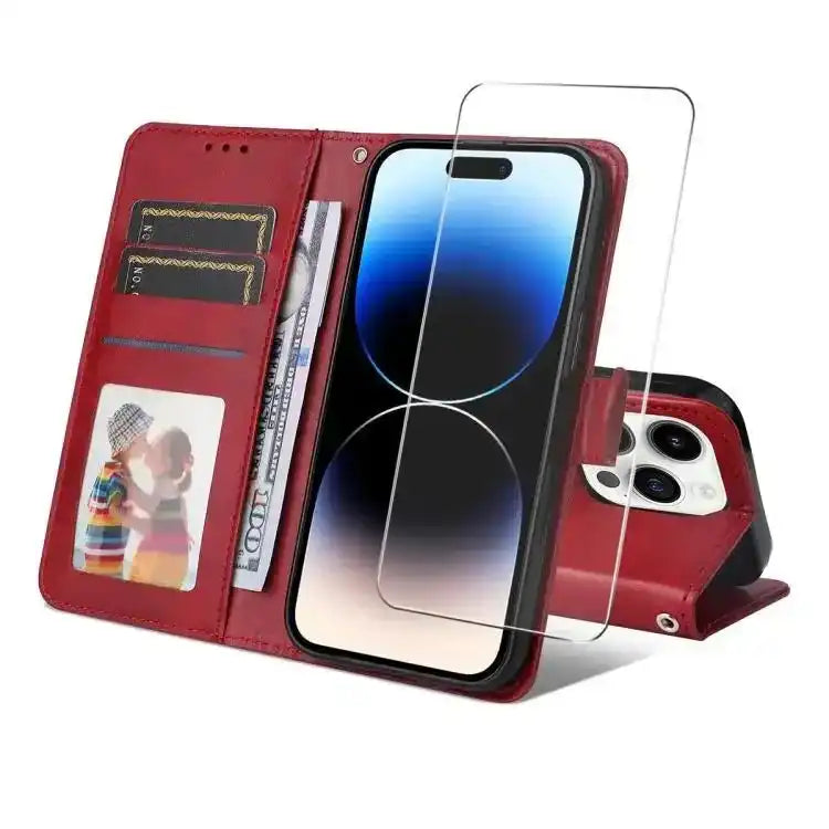 ENKAY Card Wallet Calf Texture Leather Phone Case with Thickened Glue No White Edge Film ENKAY