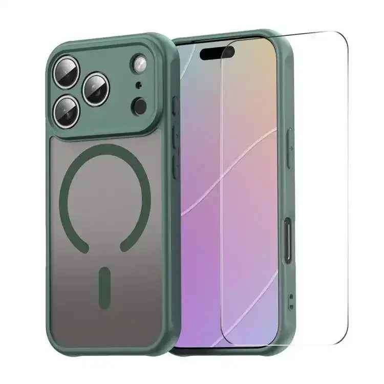 ENKAY Hat-Prince MagSafe Matte Translucent Shockproof Phone Case with Large Arc Edge Film