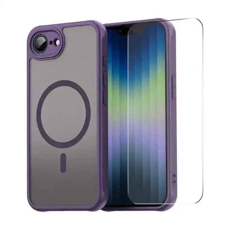 ENKAY Hat-Prince MagSafe Matte Translucent Shockproof Phone Case with Large Arc Edge Film