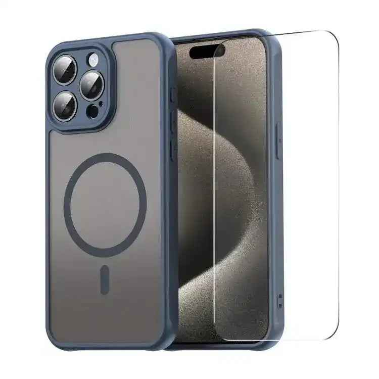 ENKAY Hat-Prince MagSafe Matte Translucent Shockproof Phone Case with Large Arc Edge Film