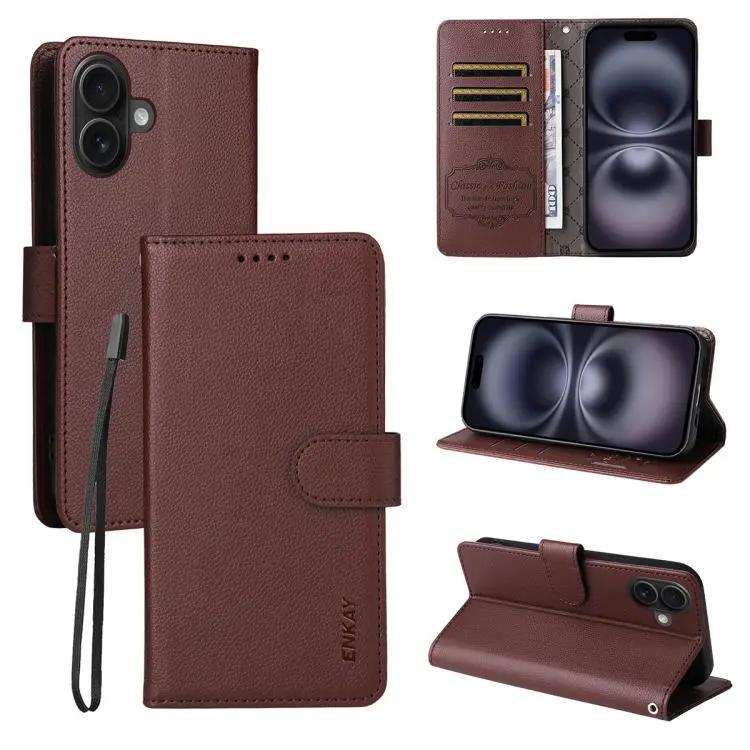 ENKAY RFID Blocking Wallet Kickstand Litchi Texture Leather Phone Case ENKAY