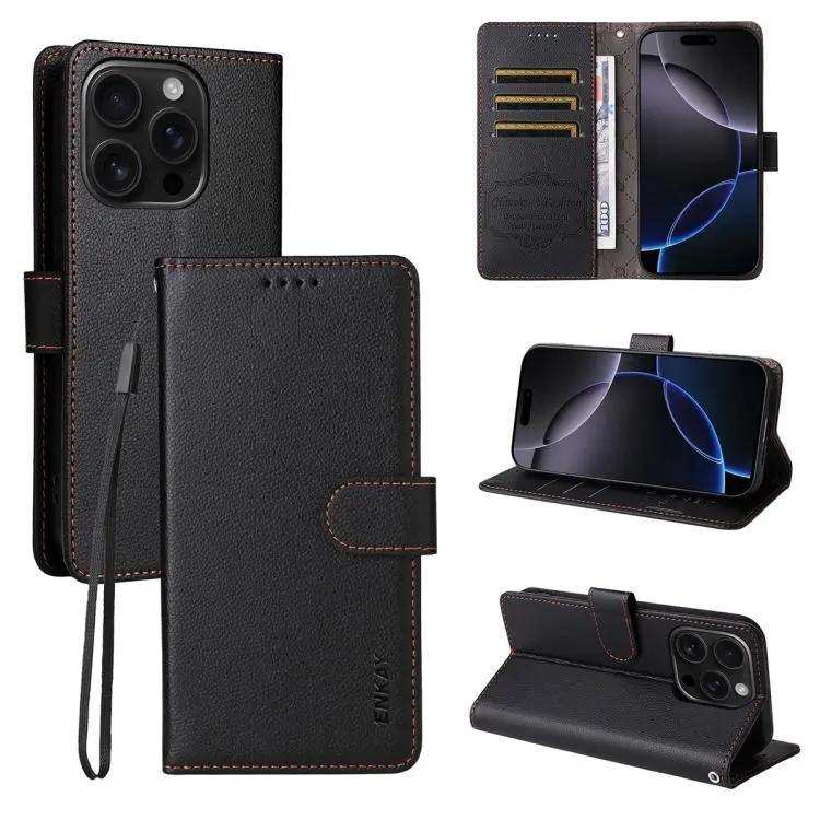 ENKAY RFID Blocking Wallet Kickstand Litchi Texture Leather Phone Case ENKAY