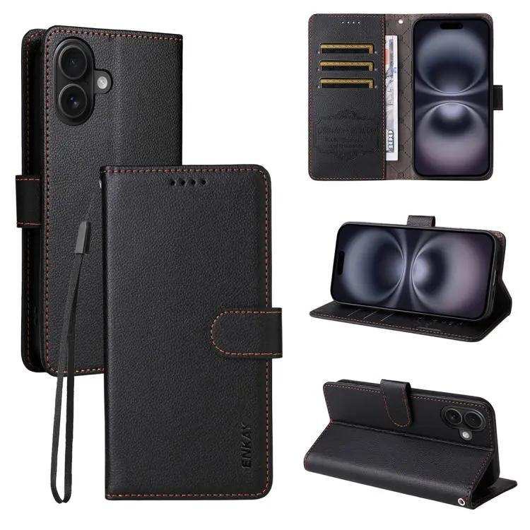 ENKAY RFID Blocking Wallet Kickstand Litchi Texture Leather Phone Case ENKAY