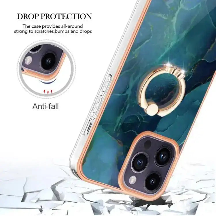 Electroplating Marble Dual-side IMD Phone Case with Ring MyMobile
