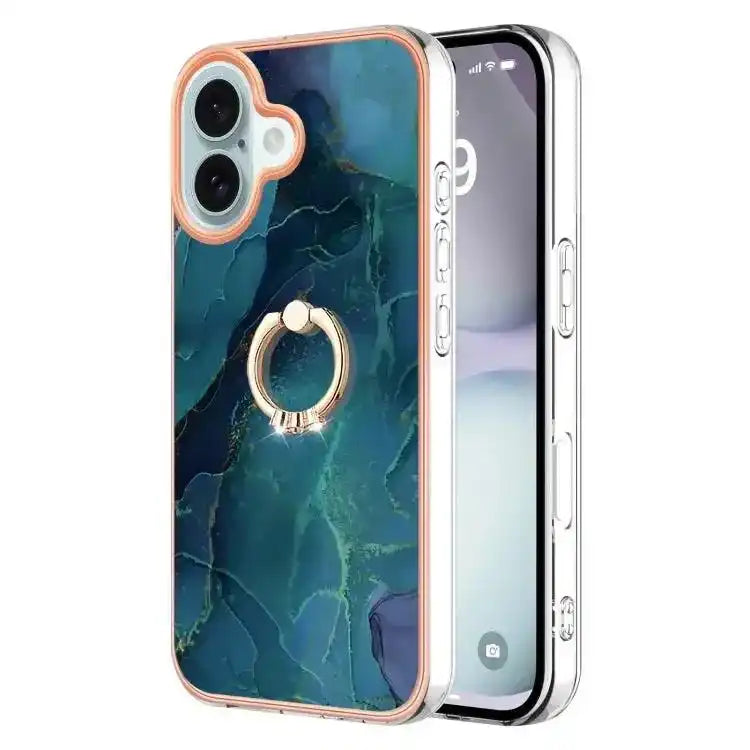 Electroplating Marble Dual-side IMD Phone Case with Ring MyMobile