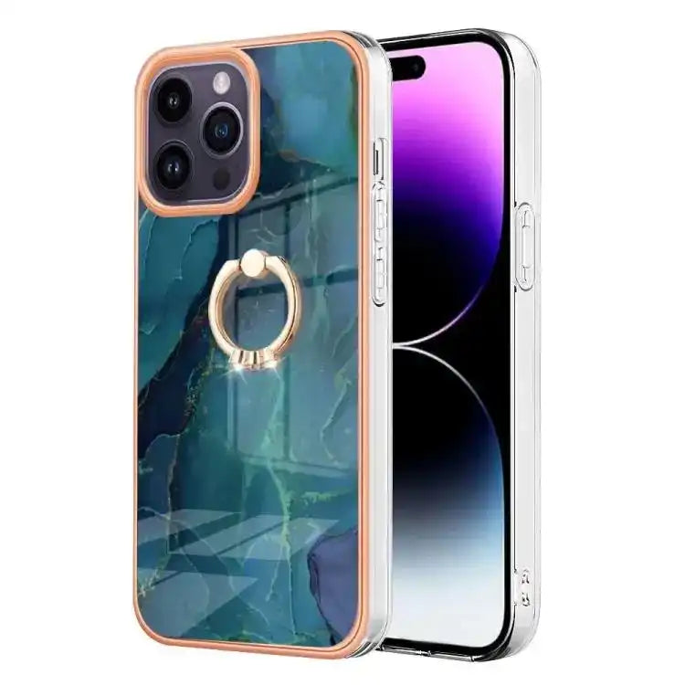 Electroplating Marble Dual-side IMD Phone Case with Ring MyMobile