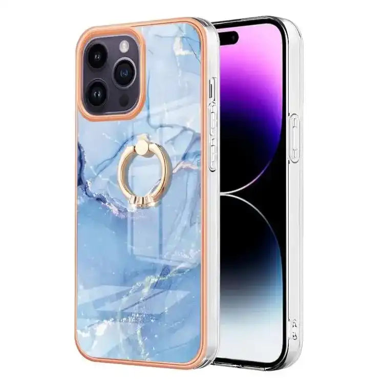 Electroplating Marble Dual-side IMD Phone Case with Ring MyMobile