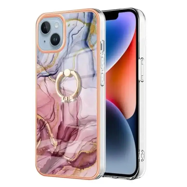 Electroplating Marble Dual-side IMD Phone Case with Ring MyMobile