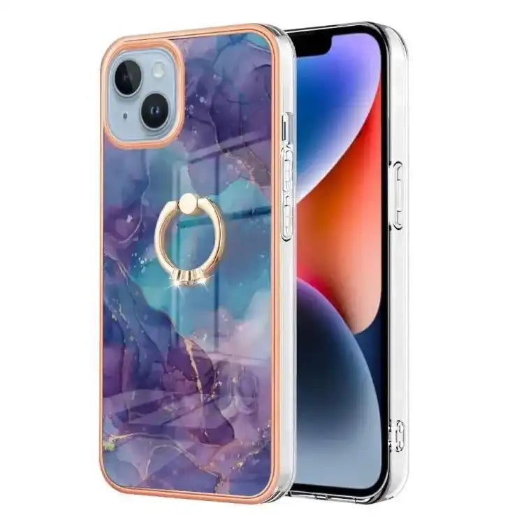 Electroplating Marble Dual-side IMD Phone Case with Ring MyMobile