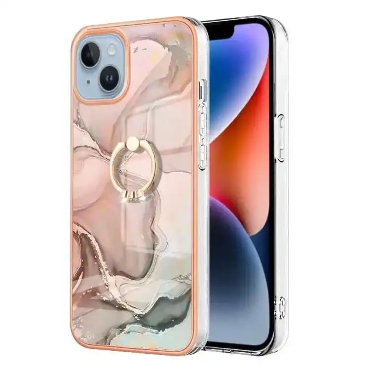 Electroplating Marble Dual-side IMD Phone Case with Ring MyMobile