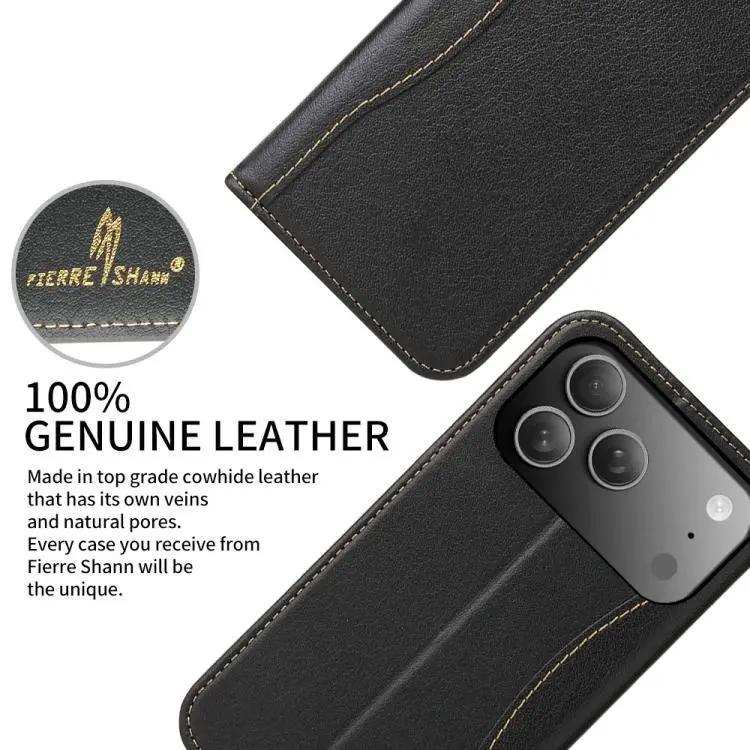 Fierre Shann Cowhide Leather Flip Leather Phone Case FIERRE SHANN