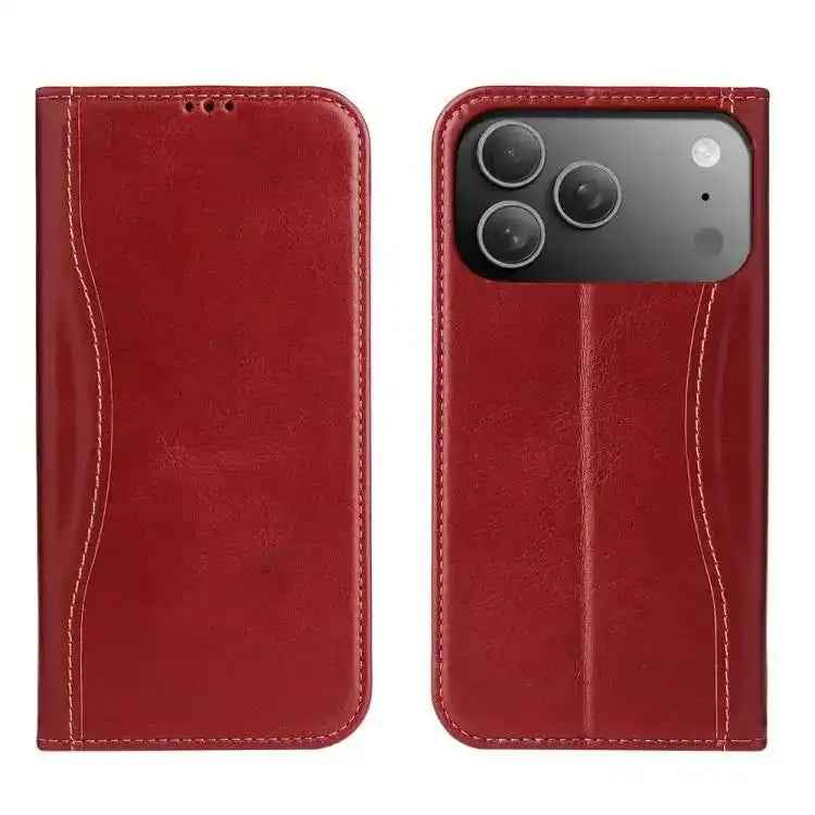 Fierre Shann Cowhide Leather Flip Leather Phone Case