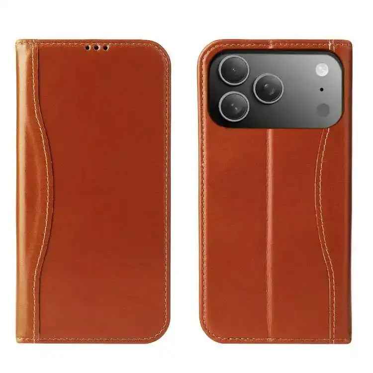 Fierre Shann Cowhide Leather Flip Leather Phone Case